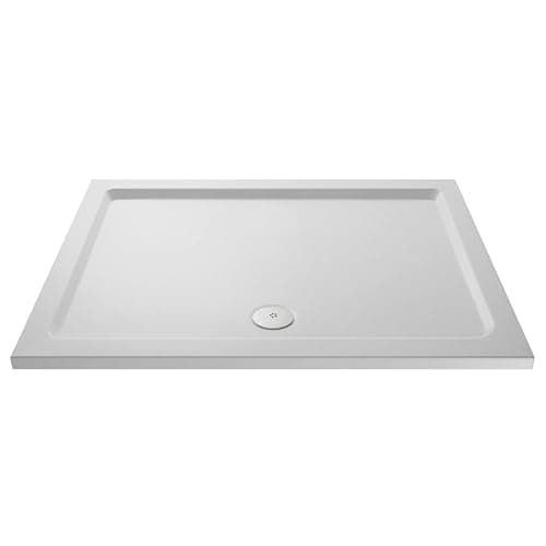 Image of Balterley 1500 x 700 mm Rectangular Shower Tray, Slimline Slip Resistant Shower Trays, Durable Stone Resin Base Trays for Bathroom Enclosure, Central Waste Rectangular Tray for Wetroom Showers (White)
