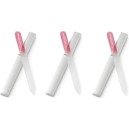 Image of Manicare 3 Glass Nail Files, For Shaping And Styling Nails, Strong Glass File For Natural And Artificial Nails, Double Sided, Includes Protective Cases, Perfect For At Home Or On The Go Manicures