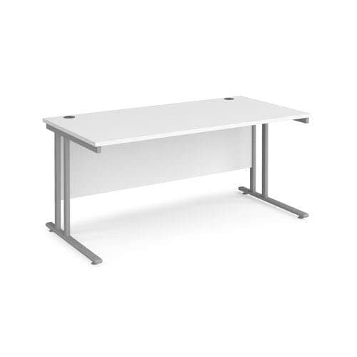Image of Office Monster Cooper straight desk 1600mm x 800mm - silver cantilever leg frame, white top