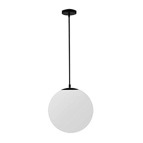 Image of QYEW E27 Modern Globe Pendant Light, Modern Milk White Opal Glass Ball Globe Ceiling Light Fitting for Kitchen Dining Room Bedroom (Black, 20CM)