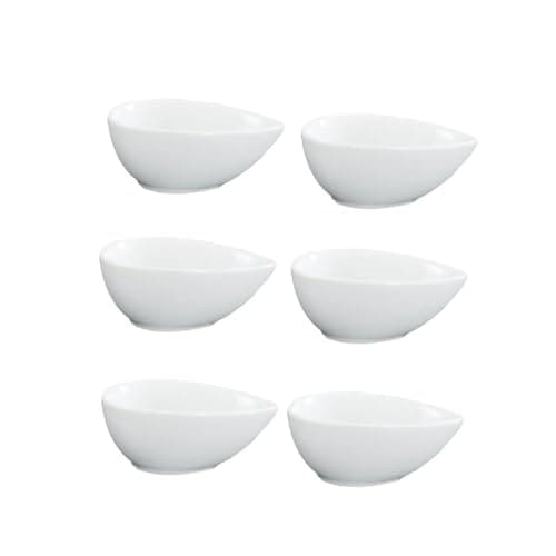 Image of Zerodeko Ceramic Snack Bowls Set of 6 Water Drop Shape 4.50 Inch Serving Bowls for Snacks Salads and Appetizers Household Use High Temperature Resistant