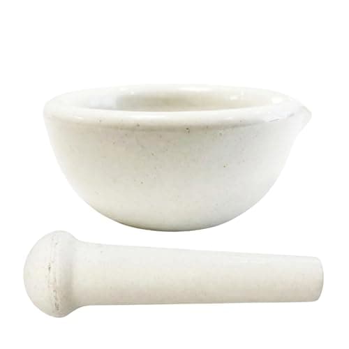 Image of Glamza Mini Pestle and Mortar Set - Compact 7cm Porcelain Grinder for Crushing Spices, Herbs & Seasonings - Durable Traditional Design Kitchen Tool for Cooking, Prep & Grinding | Pack of 1