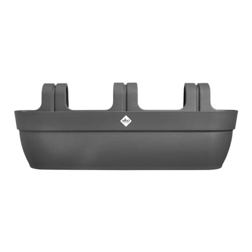Image of elho Vibia Campana Easy Hanger XXL 70 - Planter for Balcony & Outdoor - 100% Recycled Plastic - L69 x W26.8 x H23.7 cm - Black/Anthracite