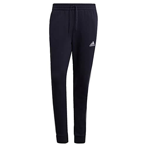 Image of adidas Men's Standard Essentials Warm-Up Slim Tapered 3-Stripes Tracksuit Bottoms, Legend Ink/White, Large