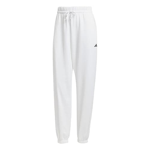 Image of adidas Women's Essentials Small Logo French Terry Cuffed Pants, White/Black, M