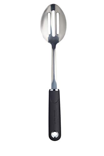 Image of MasterClass Slotted Spoon with Soft Grip Handle, Stainless Steel, 34 cm, Black / Black