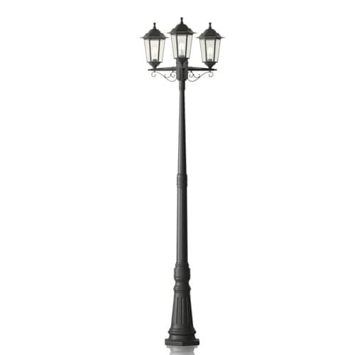 Image of Lindby Garden lamp Post Lights, Traditional Victorian Style Traditional 217cm, IP44 Outdoor Candelabra in Antique Retro Look, Black Polycarbonate, (3 Light Sources, E27), Bulbs not Included