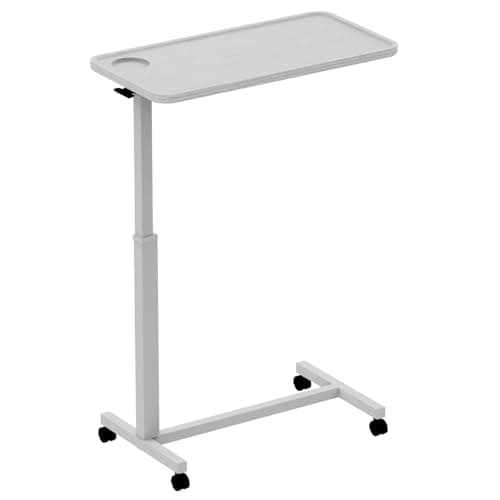 Image of Allcam MBT01 Spring-assisted Height Adjustable Desk/Overbed Table w/Lockable Wheels in White