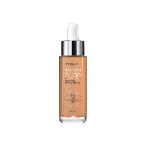 Image of L'Oreal Paris True Match Tinted Serum Foundation, 1% Hyaluronic Acid, Hydrating Formula, Replumps Skin in 1 Hour for a Natural Glowing Finish, 30 ml, Shade 6-7 Tan