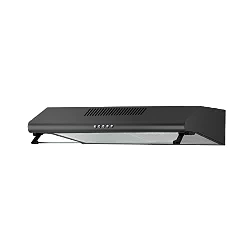 Image of electriQ 60cm Black Visor Cooker Hood with Glass Front - Top & Rear Venting