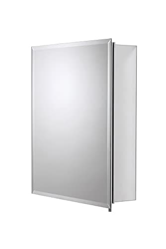 Image of Croydex Winster Single Door, Recessed or Surface Mount, Hang 'n' Lock Medicine Cabinet, 16''W x 20''H, Aluminum