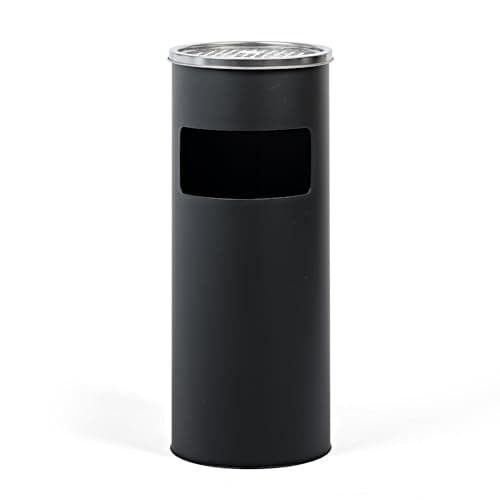 Image of EVRE Stainless Steel Standing Ashtray Cigarette Bin | Outdoor Indoor Rubbish Bin with Inner Bucket 17L (Matt Black)