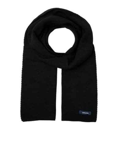 Image of JACK & JONES NOS Men's Jacdna Knit Scarf Noos Scarf, Black (Black Black), One size