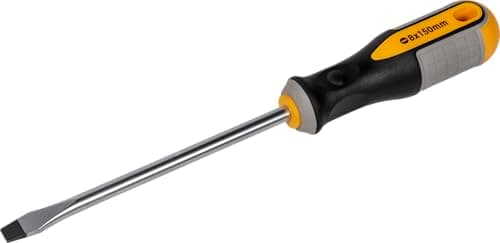 Image of Roughneck Slotted Flared Screwdriver - Magnetic Tip, S2 Steel Blade & Soft Grip Handle – 8 x 150mm