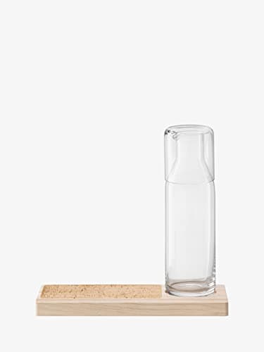 Image of LSA International Plateau Carafe Set L28cm Clear/Ash/Cork| 1 Unit | Mouthblown & Handmade Glass | Hand Planed Wood | PU02