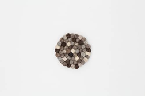 Image of Grült Home Trivet - Felt Trivet for Cups, Pots, Pans and Cups, Hand-Felted in Nepal (Grey, Circle 10 cm)