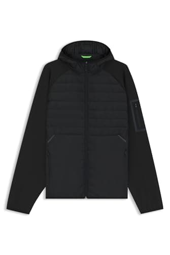 Image of BOSS Mens J Urbanex Hybrid HD Water-Repellent Jacket with Zipped Sleeve Pocket Black