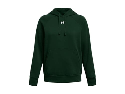 Image of Under Armour Women's Rival Fleece Hoodie, (301) Forest Green / / White, Large