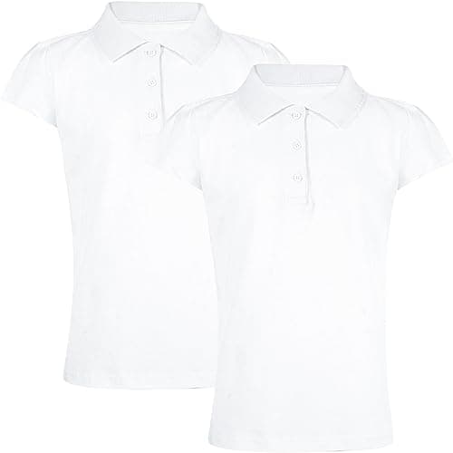 Image of A2Z 4 Kids Girls Plain Shirts Summer Tank Top and Tees - Girls Polo Shirt White 2 Pack 7-8