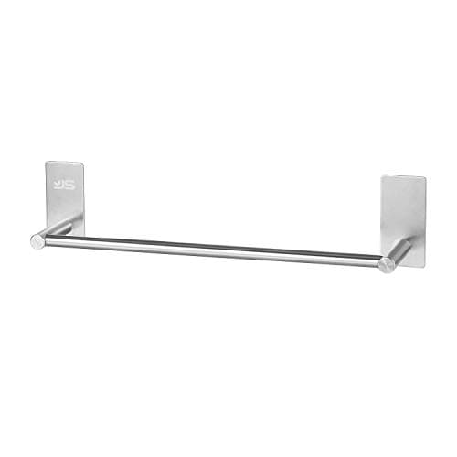 Image of JS Towel Rail Holder 30CM Towel Bar Stainless Steel Adhesive Rails No Drilling Small Shower Tea Towel Rack Shelf for Bathroom Hardware and Kitchen