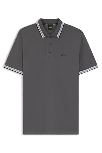 Image of BOSS Mens Paddy Contrast-Logo Paddy Polo Shirt in Cotton piqué