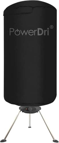 Image of PowerDri Portable Fast Drying Electric Clothes Dryer Heated Indoor Home Dorms Buddy Hot Air Airer Machine (Black)