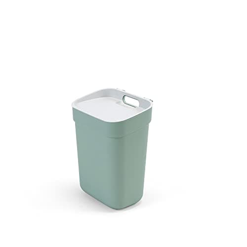 Image of CURVER Ready to Collect 100% Recycled 10L Kitchen Accessories Recycling Lift Top Bin Green with Light Grey Lid