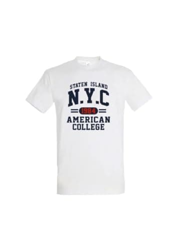 Image of AMERICAN COLLEGE USA Unisex T Shirts Manches Courtes Hommes Femmes t Shirt, Blanc,