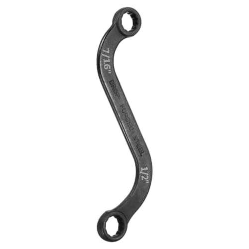 Image of sourcing map 7/16" x 1/2" 12-Point S-Style Box Wrench Double End S Shaped Wrench Sandblasted Nickel Plated Cr-V Steel S Box Wrenches for Home Auto Bike Machine Repair