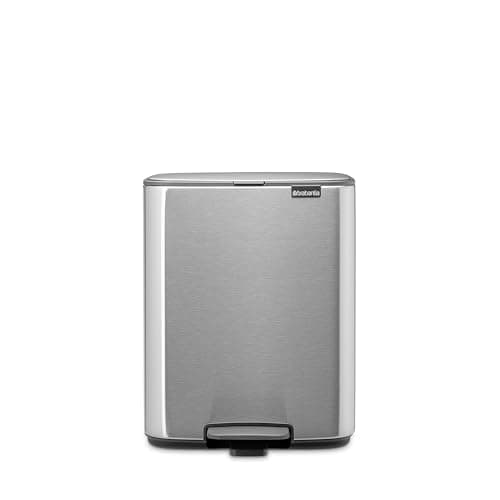 Image of Brabantia Bo Pedal Bin 12L (Matt Steel Fingerprint Proof), Soft Closing Waste Bin with Light Pedal Operation, Easy to Clean Removable Plastic Inner Bucket with Free PerfectFit Rubbish Bags Included