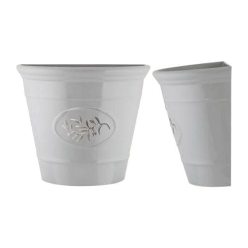 Image of Fyne-Finds Plastic Classic Olive Grey Planters, Saucers, Trough and Wall Plant Pot Long Lasting Flower Garden Indoor Outdoor Planter Cover Weather, Frost Proof Glossy Effect (23cm Wall Planter)