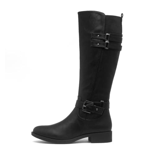 Image of Lilley Womens Black Buckle Knee High Boot - Size 5 UK - Black