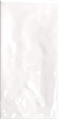 Image of Joyful Gloss Ceramic Wall Tile - 3.9 in x 7.8 in Brick - Versatile Laying Options - Easy Installation - Single Tile, White