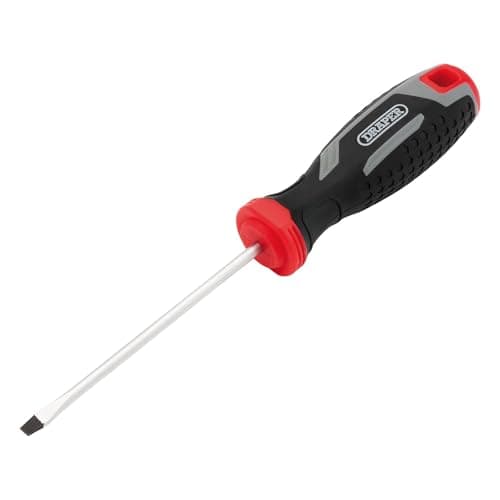 Image of Draper Slotted Soft Grip Screwdriver, SL4 x 100mm - 13386 - Magnetic Tip, CRV Blade