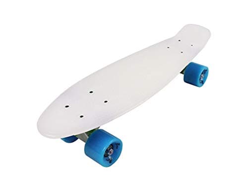 Image of Vinsani Retro Cruiser Plastic Skateboard 22" X 6" Clear Deck with Blue Solid Coloured Wheels