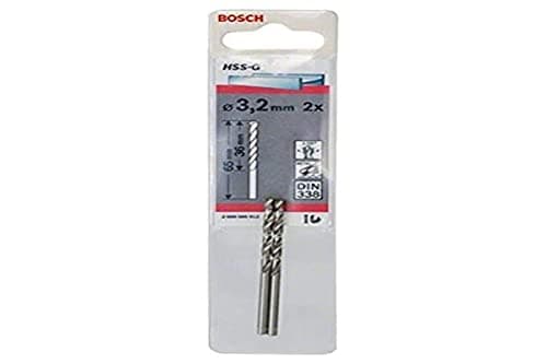 Image of Bosch Professional 2x Metal drill bits HSS-G DIN 338 (for metal, Ø 3.2 x 36 x 65 mm, Accessory Drill Driver)