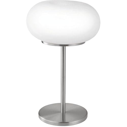 Image of EGLO Ceiling Lamp Optica, 2 Bulbs Flush Mount Light Fixture, Material: Steel, Colour: Nickel Matt, Glass: Opal Matt White, Socket: E27, Ø: 35 cm