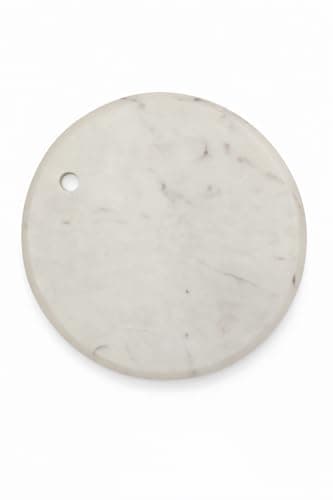 Image of apollo THE HOUSEWARES BRAND Round Marble Board, Heat Resistant Worktop Protector, Non-Slip Cutting Board, Hard-Wearing Stone Ware Chopping and Appetiser Board, White, 26x2cm