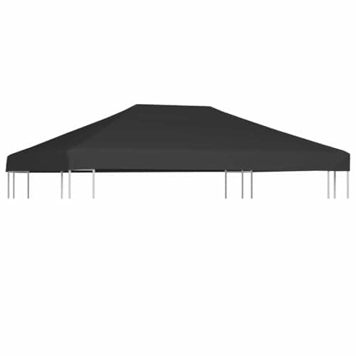 Image of vidaXL Gazebo Top Cover - Size 4x3 m - Grey Polyester Fabric - Water- with PVC Coating - Easy Hook and Loop Installation - Durable Outdoor Use - Frame Not Included
