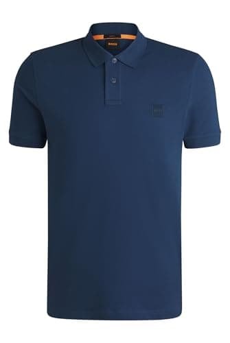 Image of BOSS Mens Polo Top Short Sleeve Cotton Open Blue M