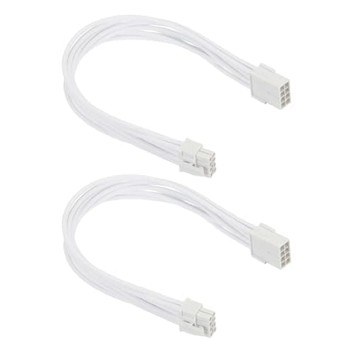 Image of PATIKIL PCIe Cable 8 Pin Male to 8 Pin (6+2) Male 18AWG 300mm/12 Inch Long, 2Pcs GPU Power Supply PCI Express Power Adapter Cable for Graphics Card, White