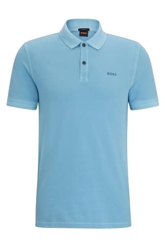 Image of BOSS Mens Prime Cotton-piqué Polo Shirt in a Slim fit Blue