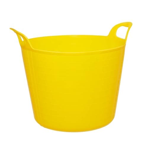 Image of SPECTRAPLAST® 15L Flexi Tub Heavy Duty Plastic Bucket – Multi Purpose Flexible Trug, Garden Tub, Builders Bucket, Storage Basket for Home, Cleaning, Laundry, Gardening – 10 Colours (YELLOW)