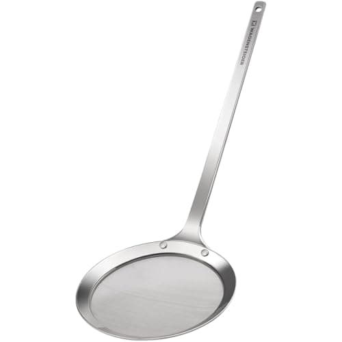 Image of SUS304 Stainless Steel Fine Mesh Skimmer – Ultra-Precision Strainer Ladle for Soup, Frying, Egg Separation & Vegetables | Long-Handle Micro Mesh Skimmer Spoon for Clean Cooking