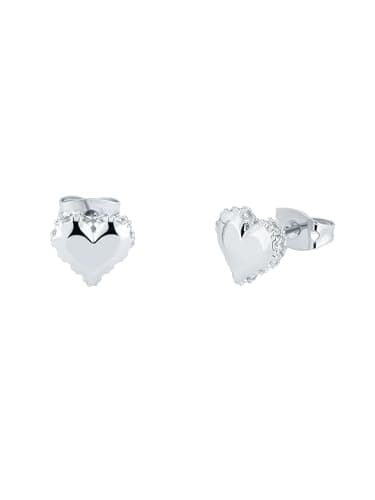 Image of Ted Baker Sersy Sparkle Heart Stud Earrings For Women (Silver Tone/Crystal)