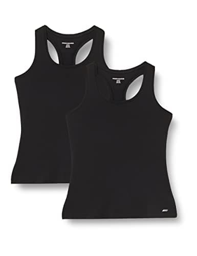 Image of Amazon Essentials Women's Active Workout Quick Dry Tech Stretch Racerback Vest (Available in Plus Size), Pack of 2, Black, S