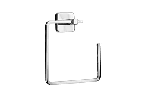 Image of Croydex Camberwell Flexi-Fix Towel Ring, Screw or Glue, Silver