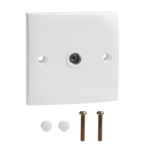 Image of TIANXUAN TV Aerial Socket Coax Wall Faceplate TV FM Coaxial Aerial Wall Socket Plate Outlet 50 60HZ Junction Flame Retardant Materials for Reliable FM Radio Connections(White Single)