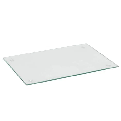 Image of Harbour Housewares Glass Chopping Board - 50x40cm - Clear - Large Tempered Glass Dining Place Mats Cutting Mat Worktop Saver for Kitchen Cooking, Baking, Vegetable Preparation