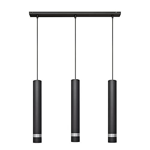 Image of Helam Tuba Straight Bar Pendant Ceiling Light Black, Chrome 60cm